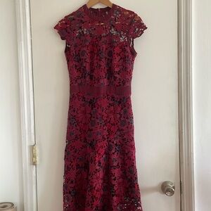 Tahari, Burgundy Red and Purple, Floral Lace Dress NWT! Great Holiday Dress!